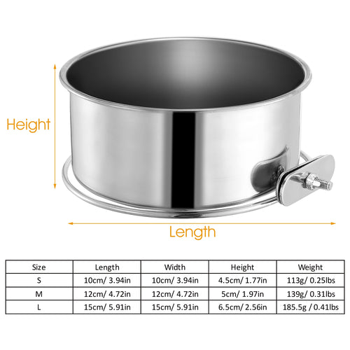 1Pc M Size Stainless Steel Dog Bowl Pets Hanging Food Bowl Detachable Pet Cage Food Water Bowl With Clamp Holder